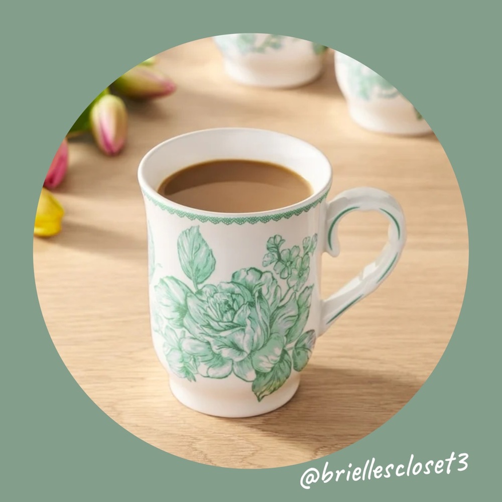 🌸 New The Pioneer Woman AGATHA Coffee Mug, 12 Ounces, Green & White, 1 Mug